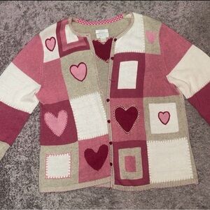 Christopher & Banks Pink and Cream Heart Cardigan